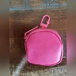 Betsey Johnson Pink Coin Pouch Purse Charm Keychain Ear Buds Case